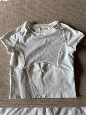 We The Free White Short Sleeve Girls' Tee with Seamed Detail
